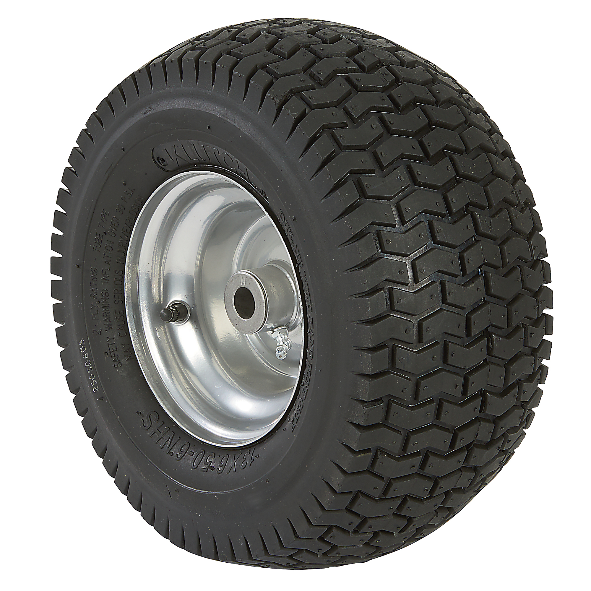 Klutch Pneumatic Lawn Mower Tire Assembly, 13/6.50-6, Turf Saver Tread